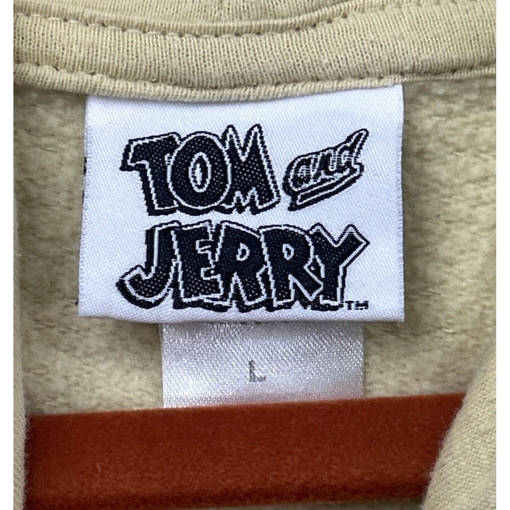 Tom and Jerry Mens Large Beige Pullover Hoodie - Picture 6 of 7